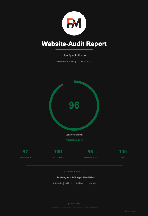 Vorschau des kostenlosen Website-Audit-Reports als PDF